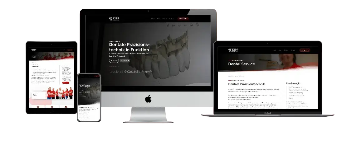 KIPP Dental Website-Mockup fuer Dentallabor und Medizintechnik
